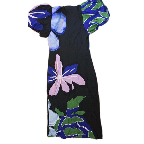 Anthropologie Dress Puff-Sleeve A-Line Maxi Dress Gorgeous Floral Sz Small - Picture 7 of 9